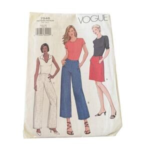 Vogue 7546‎ Misses Skirt Pants A-Line Straight Leg Waistband 6 8 10 Uncut FF